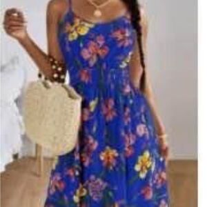 Floral Blue Summer Dress brand new medium